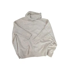 LOFT Cream Confetti Speckled Mock Neck Long Sleeve Poncho Petite Womens Size Med