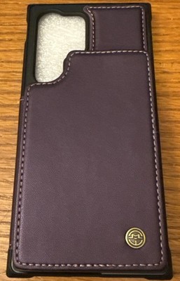 Leather Case Compatible with Samsung Galaxy S25 By CaseMe Dark Purple