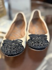 Sam Edelman Beatrix Ballet Flat Ballerina Studded Spike Cream Black Toe 7.5