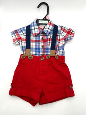 Cat  Jack 2 Piece Red  Blue Baby Boys Suspender Sz 0-3 M