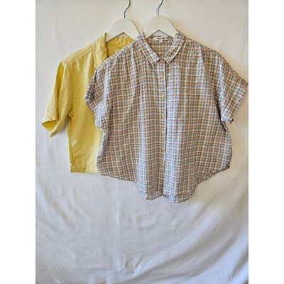 Madewell Bundle Crop Button Up Shirt Yellow Plaid Small
