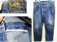 Vintage 1960s Lee Original Black Side Tag 101Z Single Ear Denim Pants Size W40