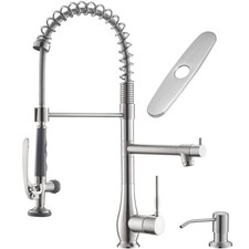 GIMILI Commercial Kitchen Faucet with Pull Down Sprayer, Double Headed Single