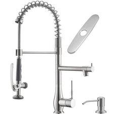 GIMILI Commercial Kitchen Faucet with Pull Down Sprayer, Double Headed Single