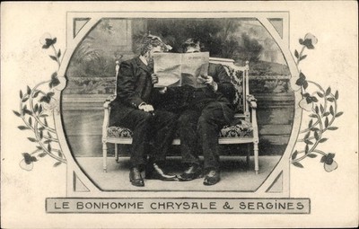 Postcard Le Bonhomme Chrysale et Sergines, Behind the Newspaper - 3350509