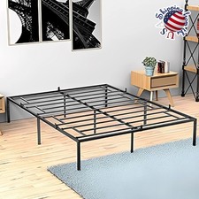 14 Inch Metal Platform Bed Frame Full King Queen Heavy Sturdy Steel Slat Support