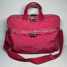 Borsa da viaggio per laptop Kipling Arne rosa brillante tracolla tasche ciondolo scimmia