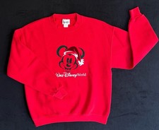 Walt Disney World Mickey Mouse Christmas Women s Sweatshirt Red Pre-Owned Large