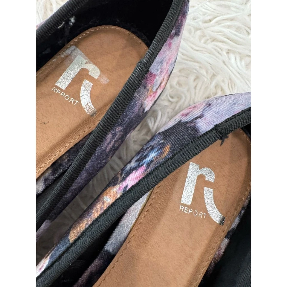 Report Mujer Negro Floral Terciopelo Punta Plana Talla 8.5 Único Balletcore Foto 4 de 4