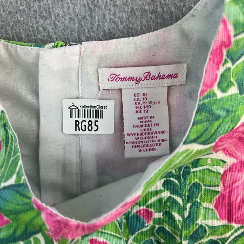 Tommy Bahama Dress Girls 10 Green Pink Floral Sleeveless Lined Summer Vacation - Picture 5 of 11