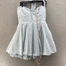 HouseCB London Harriet Dress Women Large Fuller Cup Bluebell Halter Mini Natural