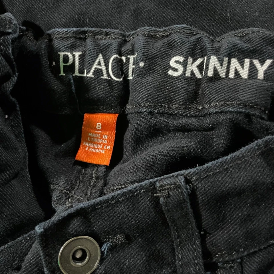 The Childrens Place Boys Skinny Stretch Jeans Black Cotton Youth Size 8 - Image 4 of 4