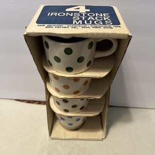 Vintage Scio Pottery Company Original Ironstone Mugs In Original Package