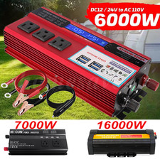 Car Power Inverter DC 12V To AC 110V Home RV Solar Converter LCD 7000W 6000W