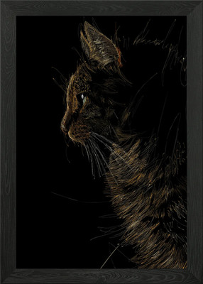 Gerahmtes Wandbild Poster Leinwanddruck Bild Scribble Cat