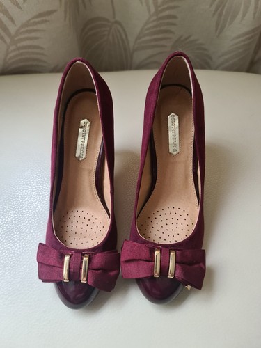 Ladies Dorothy Perkins Oxblood Suede Feel Patern Heel&Toe New Shoes Uk4 Orig £35