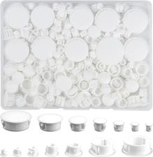 Plastic Hole Plugs, 180Pcs White Panel Knockout Locking Plugs, round Drill Screw