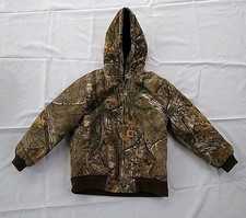 Carhartt Realtree Camo Jacket Lined With Hood 2 Pockets 10-12 Youth Very Good