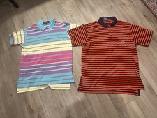 90’s Vintage Polo Ralph Lauren Made In USA Cotton Pastel Striped Shirts Large X2