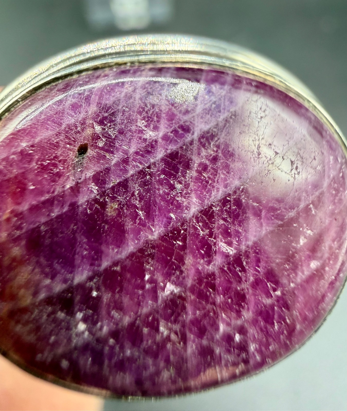 Large Raw Ruby Cabochon Pendant .925 Sterling Sil… - image 8