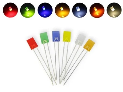 LED 2x5mm rechteckig flach diffus 2x5x7mm LEDs 10 20 50 100 Stück Set Auswahl - Bild 1 von 4