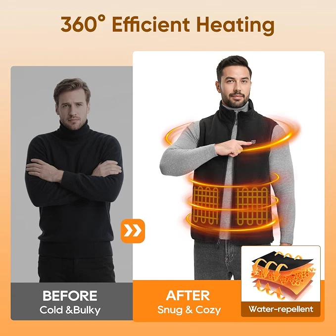Unisex Heated Vest for Men and Women with 16000mAh Battery Pack, Fleece XXL - product detail image 5