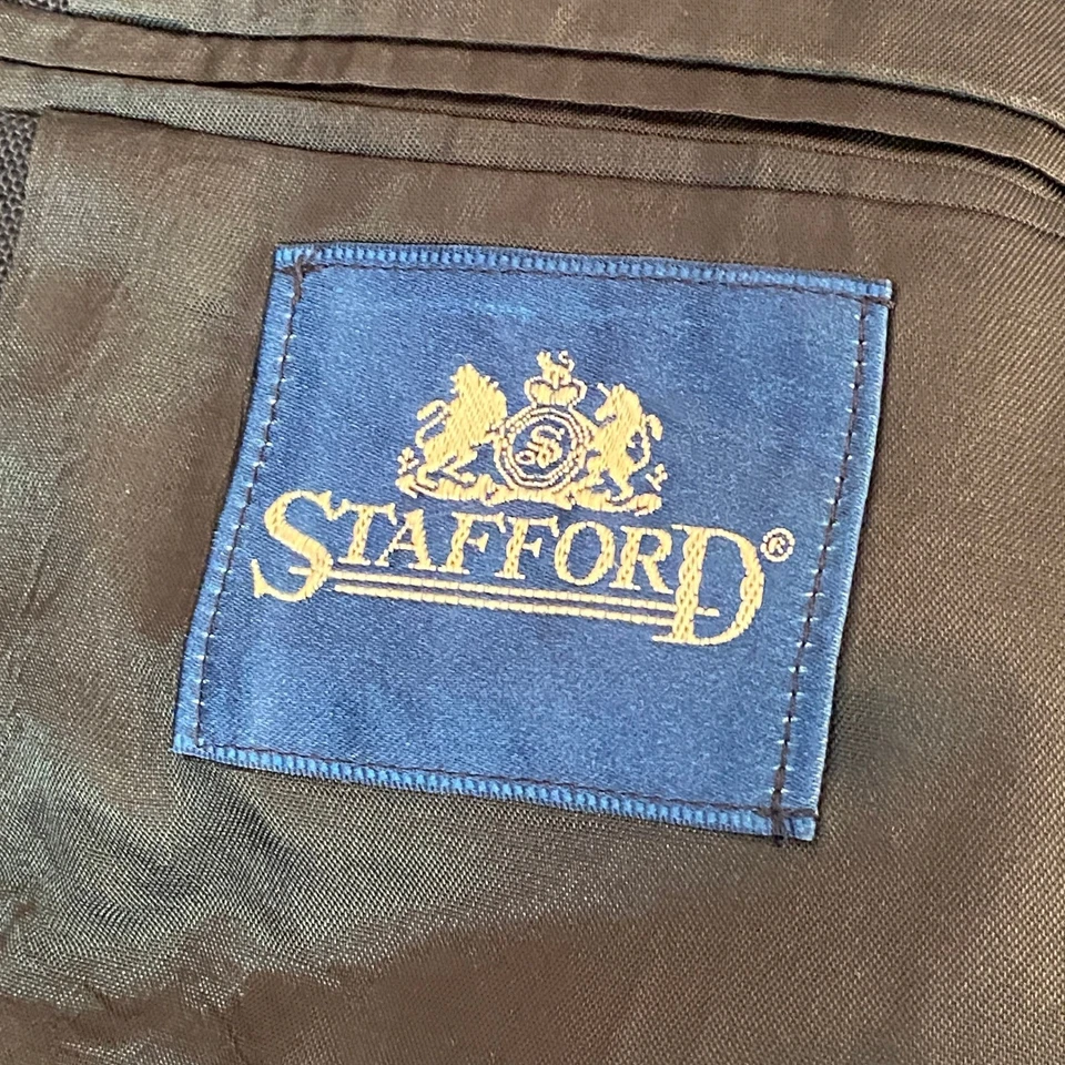 Chaqueta Blazer Stafford 42R Para Hombre Azul Marino Doble Pecho 4 Botones Dorados EE. UU. Foto 3 de 4
