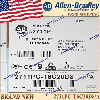 New Sealed AB 2711PC-T6C20D8/A Panel View Plus 6 600 Ethernet RS232 Free Ship US