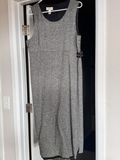 Talbots Gray Tweed Sheath Dress Sleeveless Buckle Knee Length Size 12 Petites