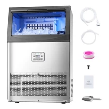 90lbs/24H Commercial Ice Maker Freestanding Built-in Ice Machine W/Water Pump