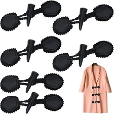 Aswewamt 6 Sets Pu Leather Sew-On Toggles Closure with Resin Horn 17cm, Black 