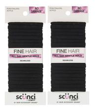  2 pack Scunci No Damage Hosiery Ponytail Hair Ties, Black, 20 Count -- NEW