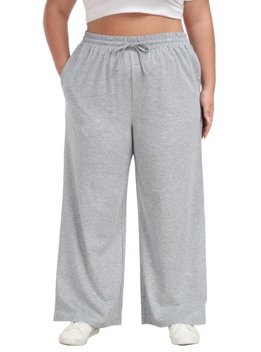 Women's Plus Size Wide Leg Pants Elastic Waist Casual Pants Summer Loose Fit ... - Picture 4 of 6