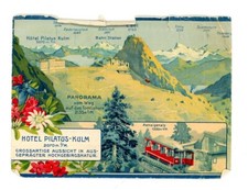 Early 1900s Hotel Pilatus Kulm Switzerland Double Sided Leaflet Railway Train