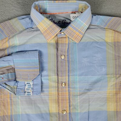 Robert Graham Shirt Mens Small Blue Plaid Casual Button Up Long Sleeve