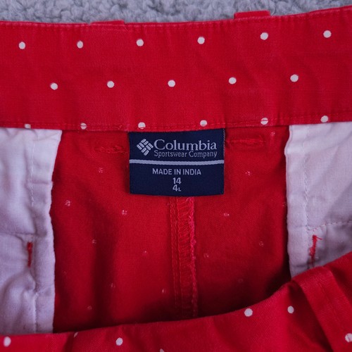 Columbia Shorts Womens 14 Red White Polka Dot PFG Bonehead Stretch High Rise - Picture 3 of 11