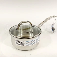 Viking 3-Ply Stainless Steel Saucepan Pot Glass Vented Lid 1.5 Quart  New