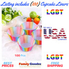 🌈100 Pcs LGBT Rainbow Striped Multi-Color Cup Cake Liner Buy 1 get 1 at 50% off