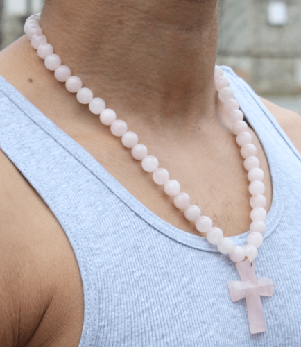 Rose Quartz Cross Necklace - 第 3/8 張圖片