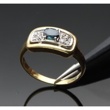 ANELLO CON ZAFFIRO E BRILLANTI IN ORO 750/1000