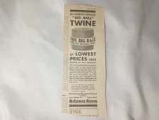 ---1933 McCormick Deering “Big Ball” Twine advertisement IHC baler hay