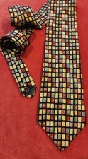Vtg 90's Chaps Ralph Lauren 100 Silk Multicolor Mosaic Print Necktie USA