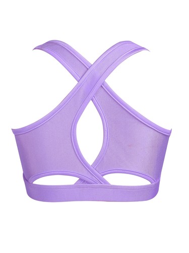 Kids Girls Basic Sports Bra Sleeveless Crisscross Keyhole Back Crop Top Dance - Picture 41 of 57