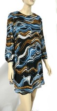 Nine West Abstract Marble Mod Sheer Layered Broomstick Shift Dress S