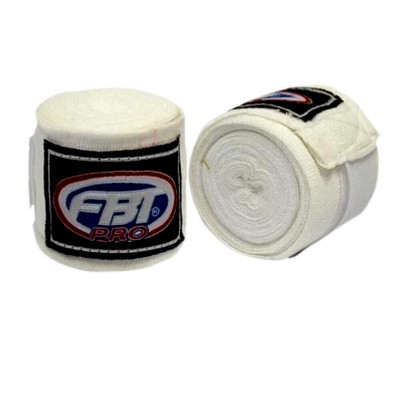 Hand Wraps Wrist FBT Muay Thai MMA Semi-Eastic HW1 Vintage White Ivory Thai Boxi