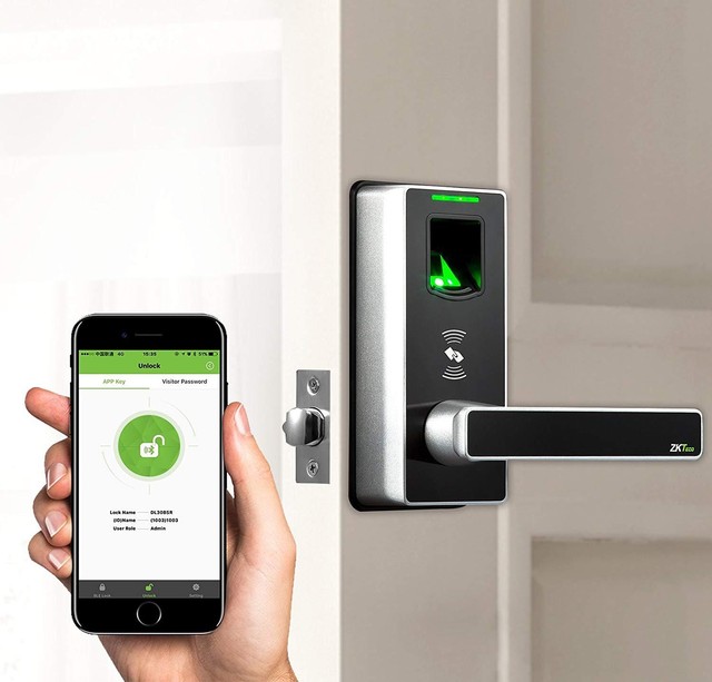 cerradura de puerta con huella dactilar ,bloqueo biométrico bluetooth