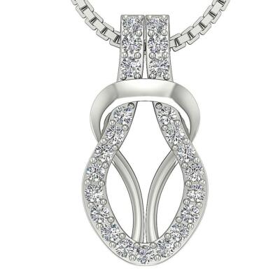 Knoten Anhänger Halskette 0,25 ct echter Diamant SI1 G Pave Set 0,70 Zoll Weißgold