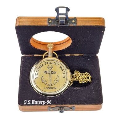 Antique Vintage Brass Pocket Watch Nautical American Elgin Look