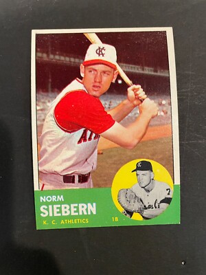 1963 TOPPS #430 NORM SIEBERN KANSAS CITY ATHLETICS BASEBALL CARD NM/MT