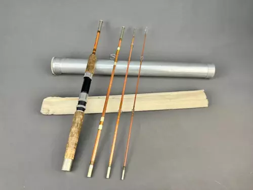 Vintage 6.5' Wright & McGill Fiberglass 4pc Fishing Fly BEANS PACK ROD + Tube